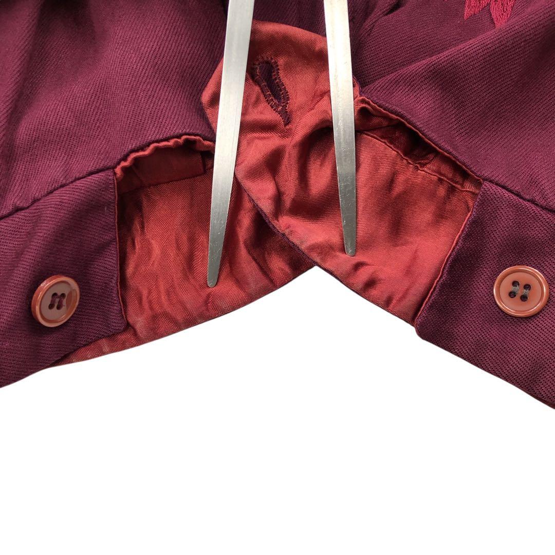 80s PINK DRAGON スカジャン ロゴ刺繍 龍 赤　ボルドー FDC