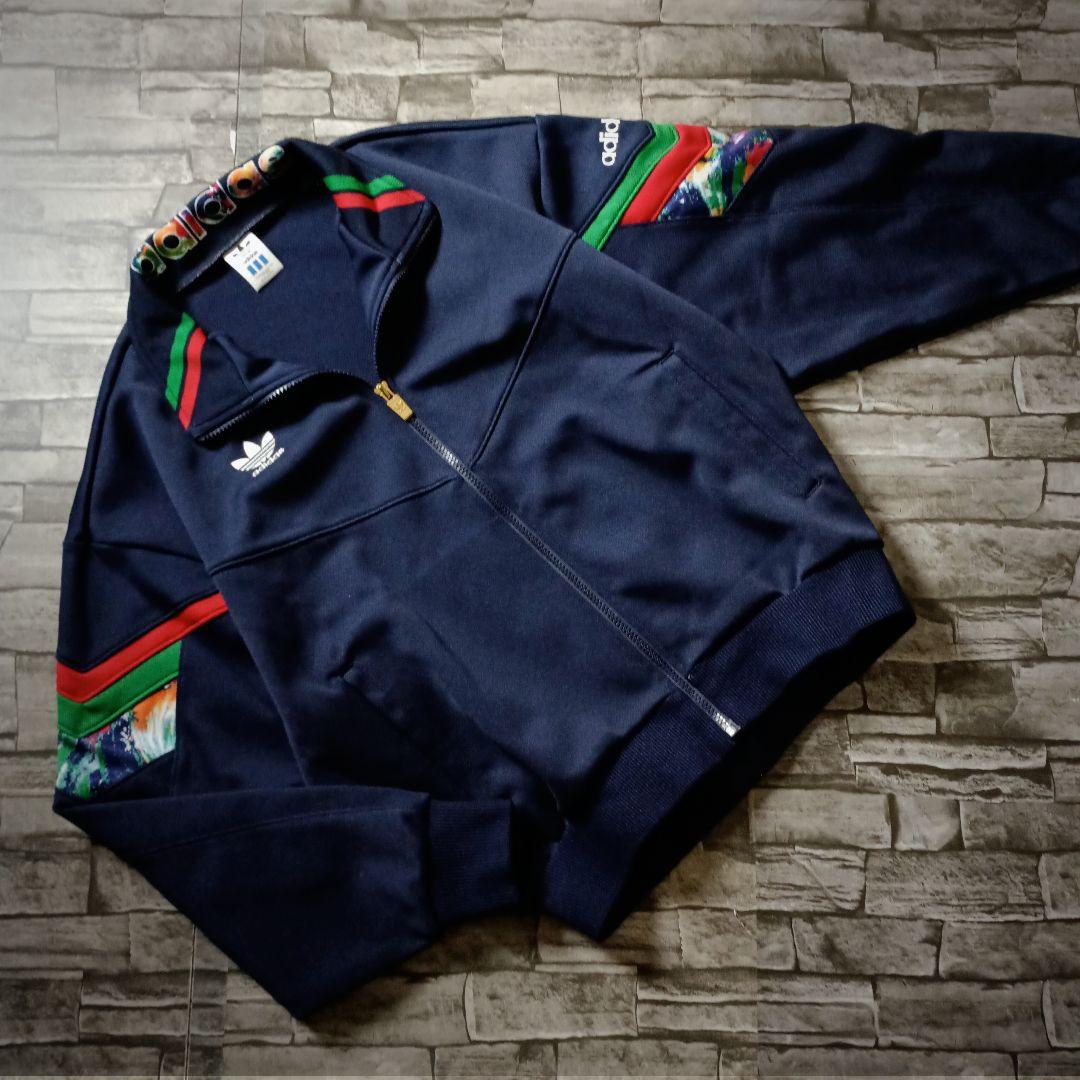 美品80ｓ90ｓ☆デサントアディダスジャージセットアップ 刺繍ロゴ 3ライン