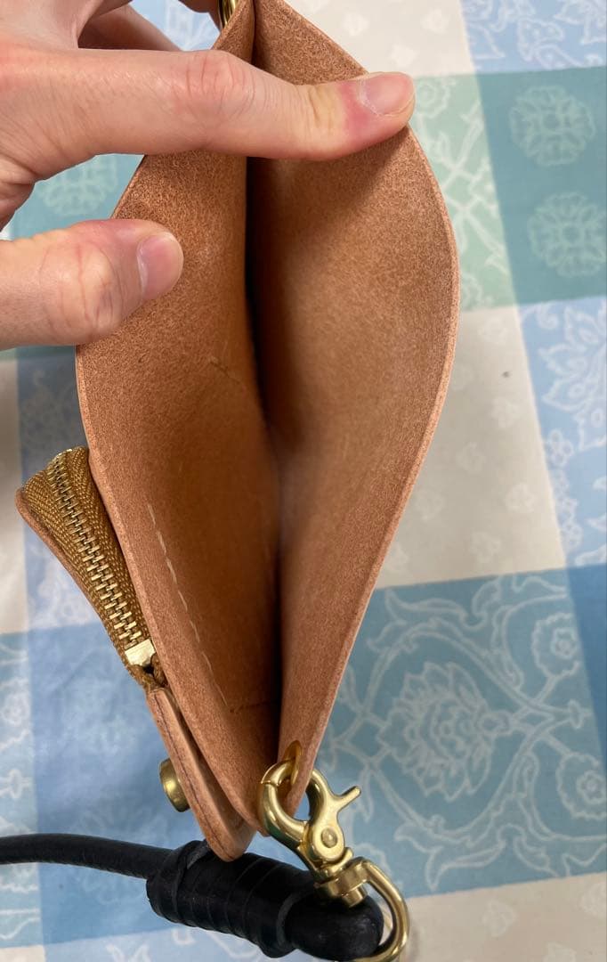 トラッカーウォレット　ミドルサイズ　黒＋ナチュラル　ウォレットロープ付