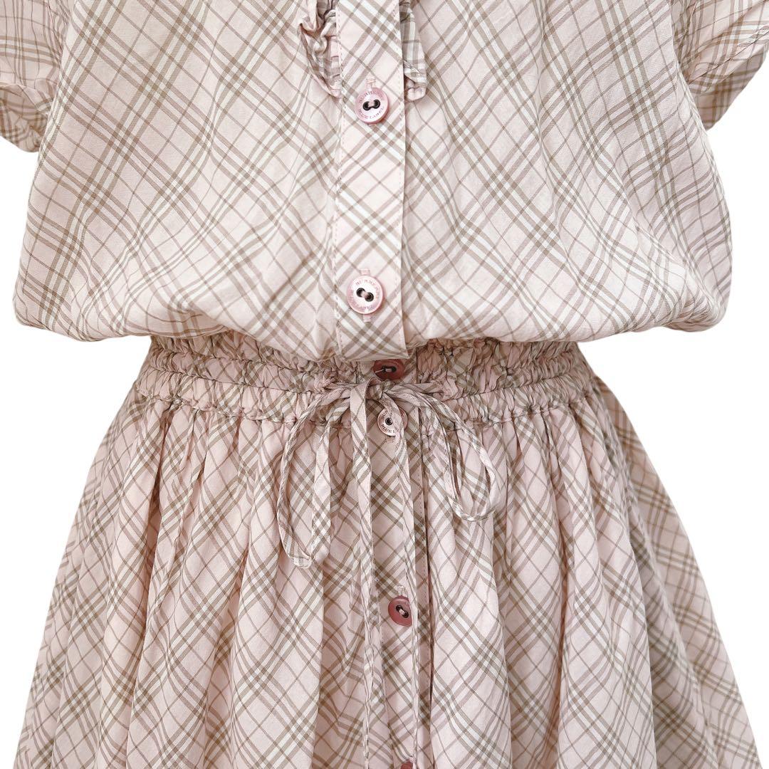 バーバリーブルーレーベル ノバチェック フリルワンピース ウエスト