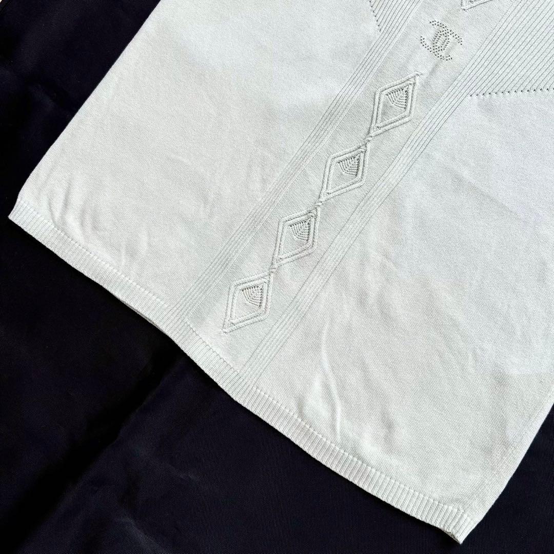 CHANEL ココマーク透かし編み サマーニット リブ グリーン 38