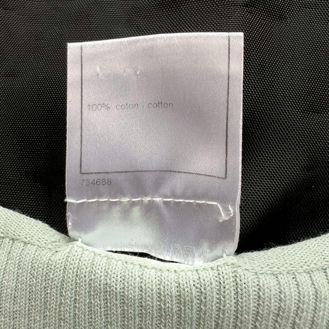 CHANEL ココマーク透かし編み サマーニット リブ グリーン 38