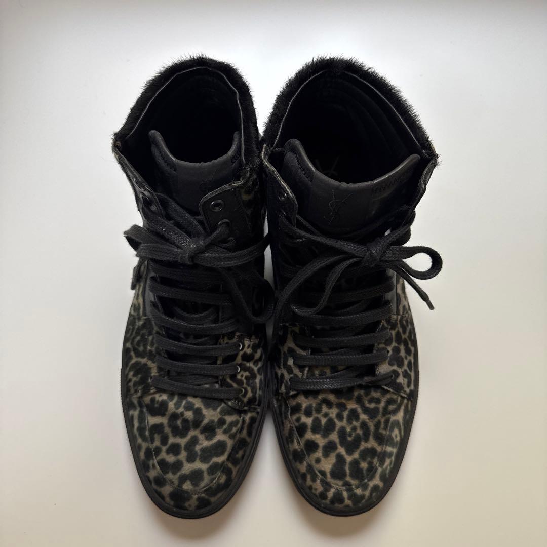 YSL イブサンローランヒョウ柄 ハイカットスニーカー