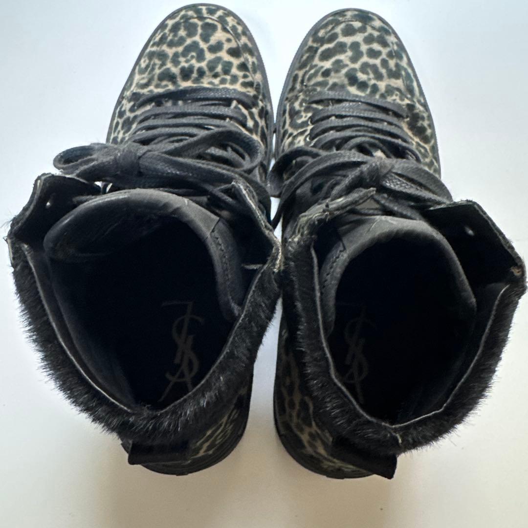 YSL イブサンローランヒョウ柄 ハイカットスニーカー