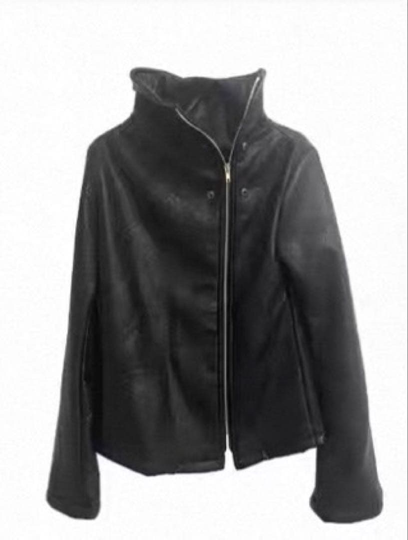 ハイネック黒レザージャケット y2k v系 opium - メルカリ