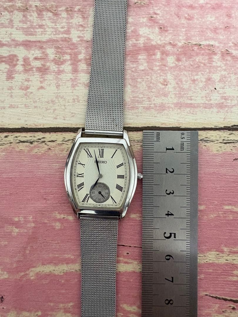 希少 SEIKO スモールセコンド 白ローマン ブルースチール針 稼働品