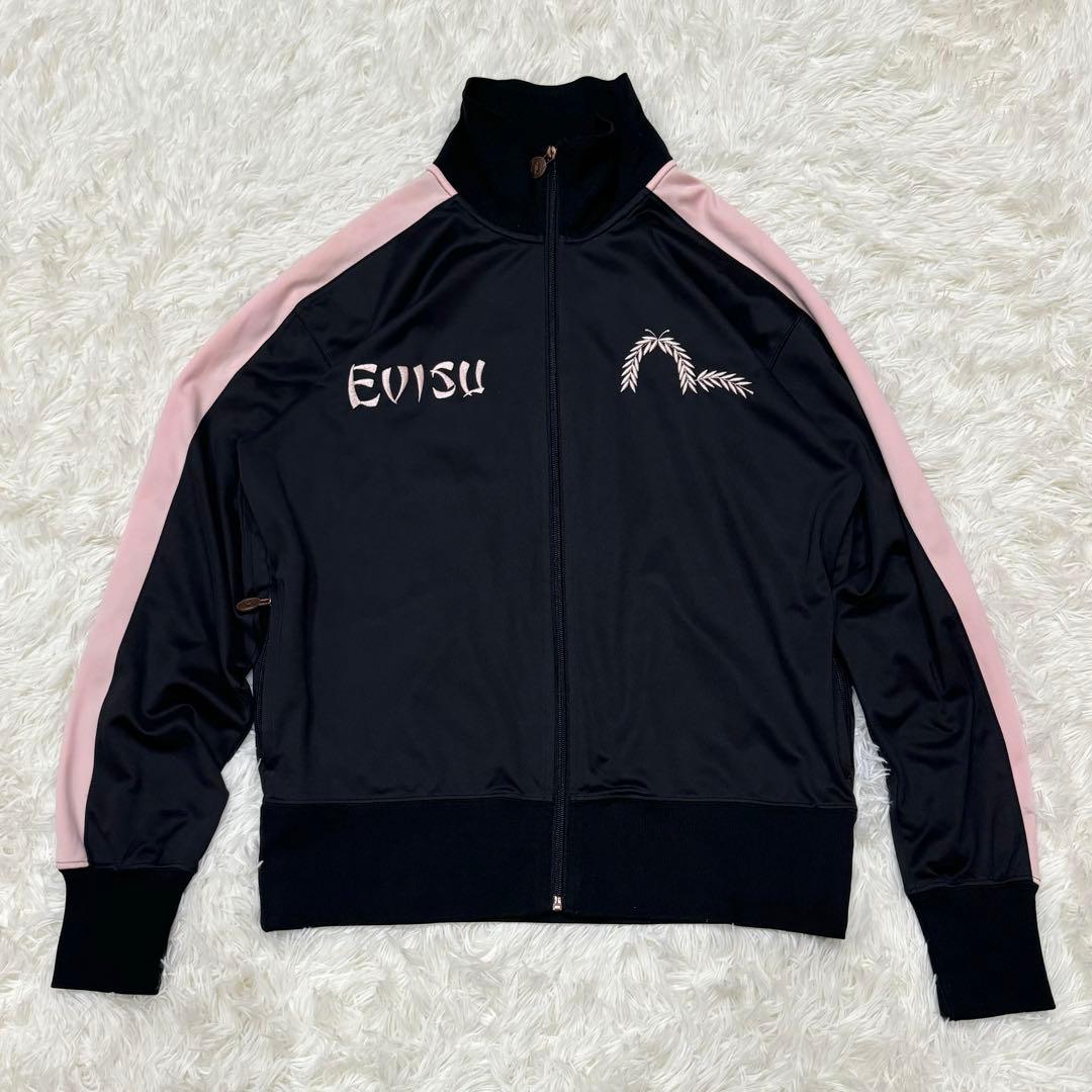 EVISU エビス カモメ刺繍ロゴ トラックジャケット 42 黒 ピンク - メルカリ