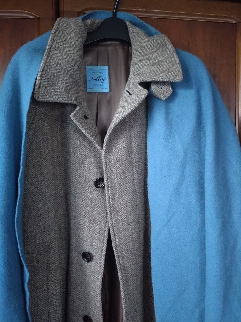 NOLLEYS ヘリンボーン チェスターコート＆ブルーマフラー付き - メルカリ