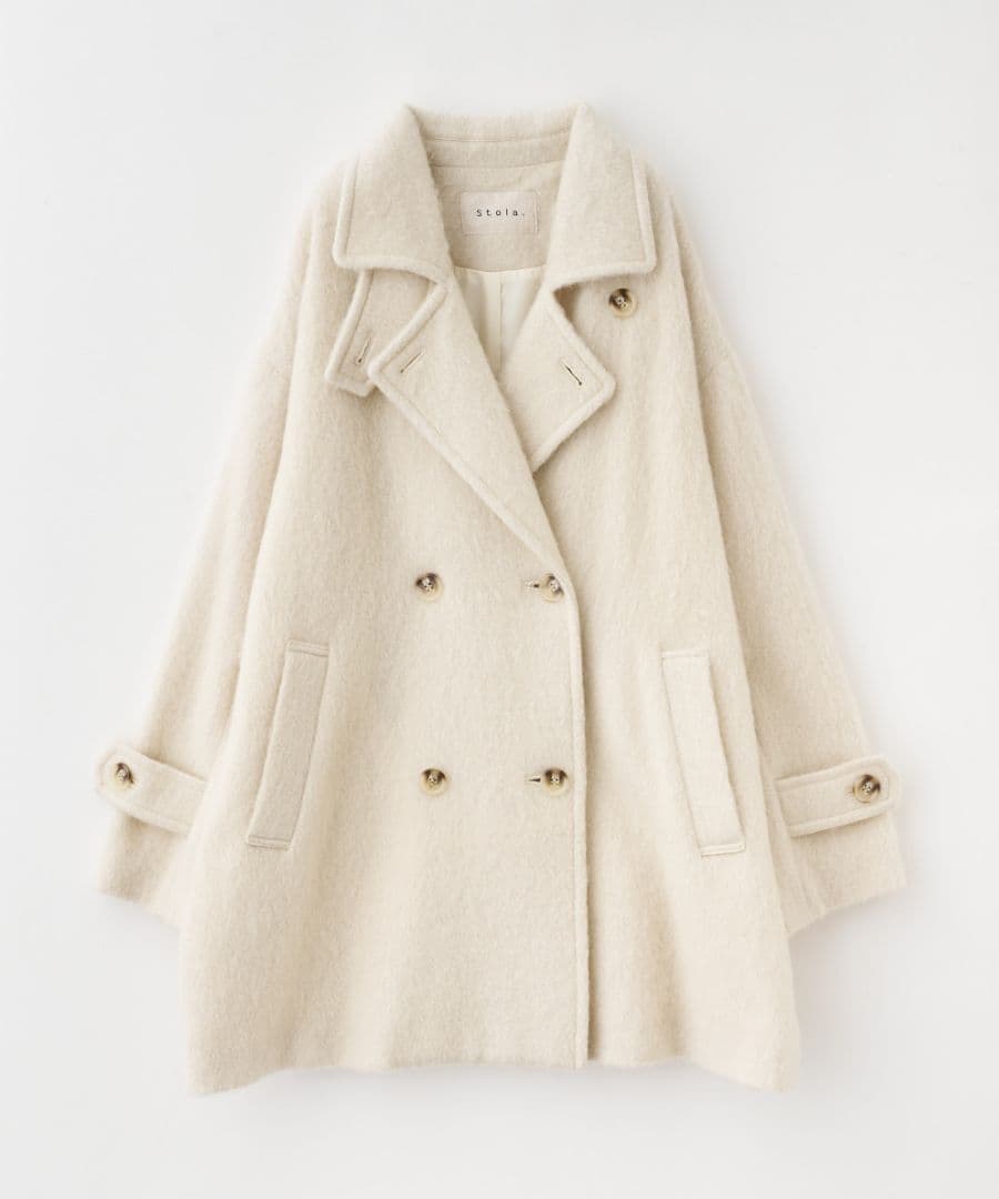 新品タグ付き　stola シャギーコート オリジナルチェックのシャギーロングコート ふわふわとした起毛感が