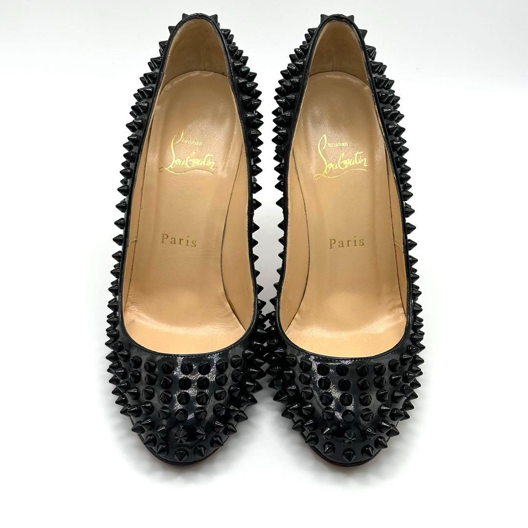 クリスチャン　ルブタン　エナメル　スタッズ　ハイヒール　ブラック　サイズ37