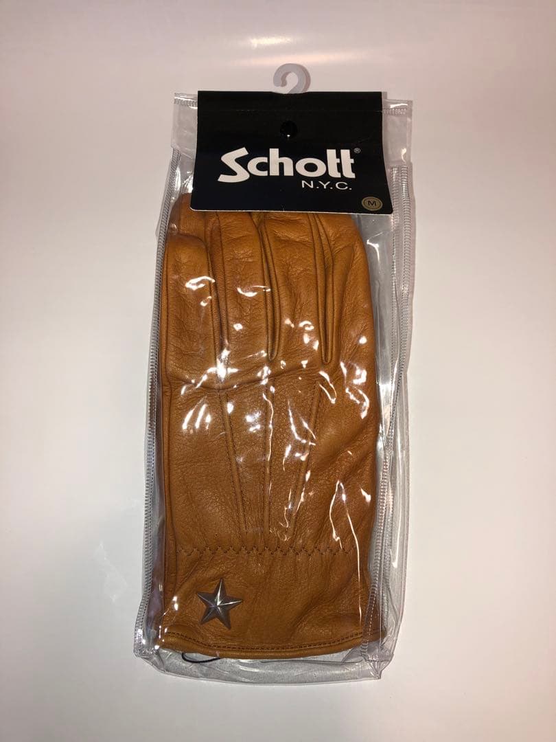 【未使用】Schott レザー グローブ 手袋 Mサイズ キャメル 新品 AVIREX（アヴィレックス） Schott ショット 手袋 ONESTAR GLOVE ワン