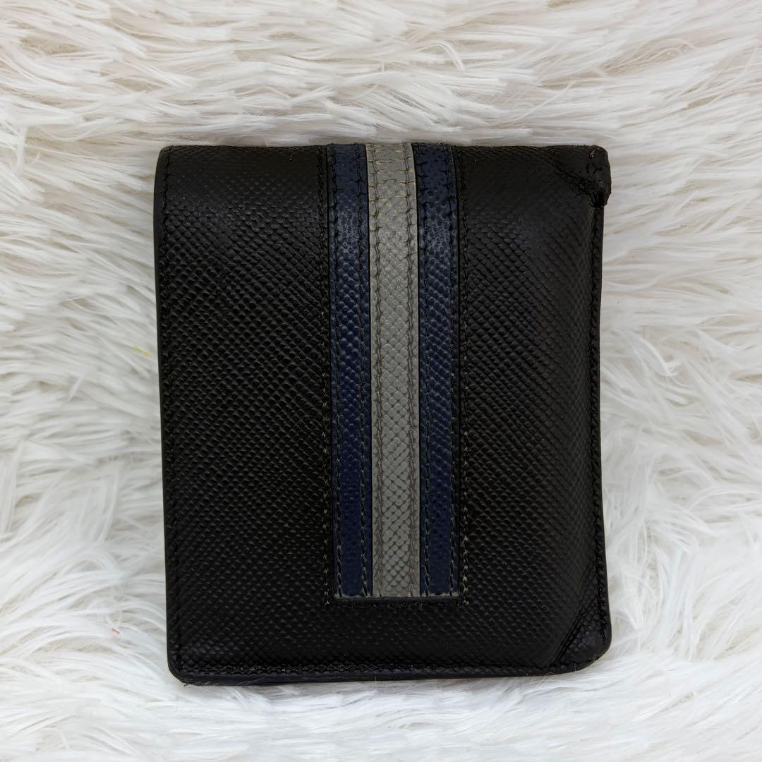 美品✨️プラダ 二つ折り財布 レザー サフィアーノ ネイビー ブルー