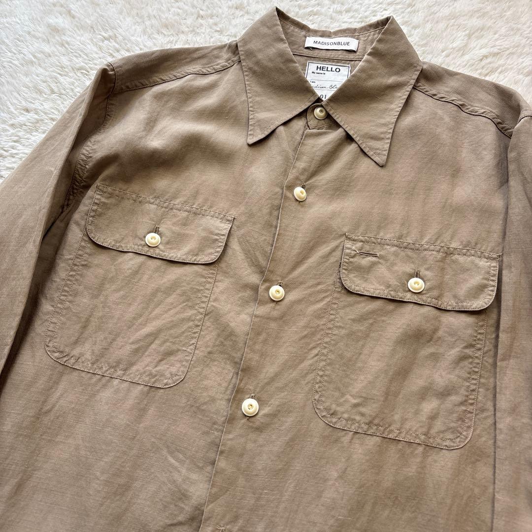 美品 マディソンブルー ハンプトンラミーシャツ マダムシャツ ベージュ