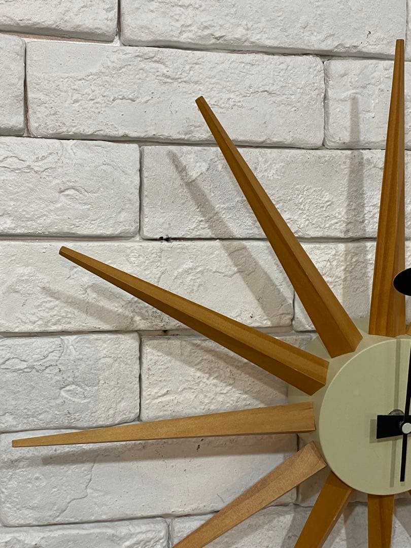 ②⭐️【全国送料無料】ビンテージ　ミッドセンチュリー　サンバースト クロック　時計