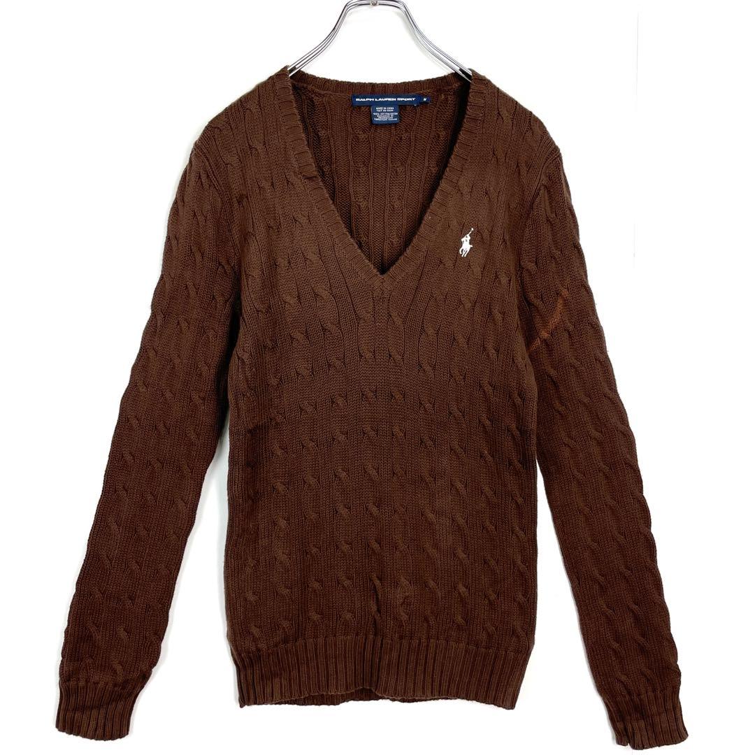 Ralph Lauren sports ラルフローレン ニット Vネック 茶 - メルカリ