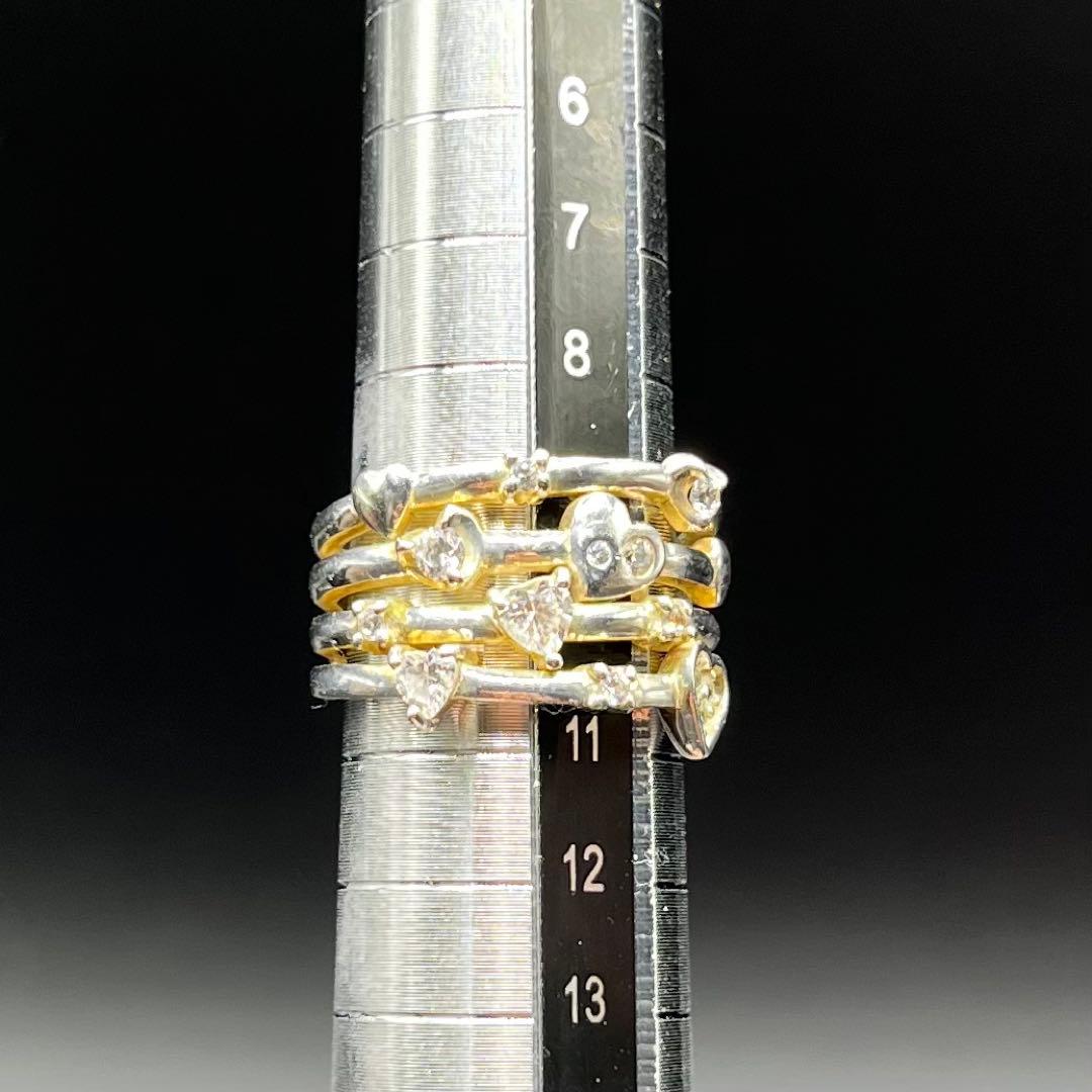 【超希少】 純銀 4℃ ヨンドシー シルバーリング ハート ストーン 10号