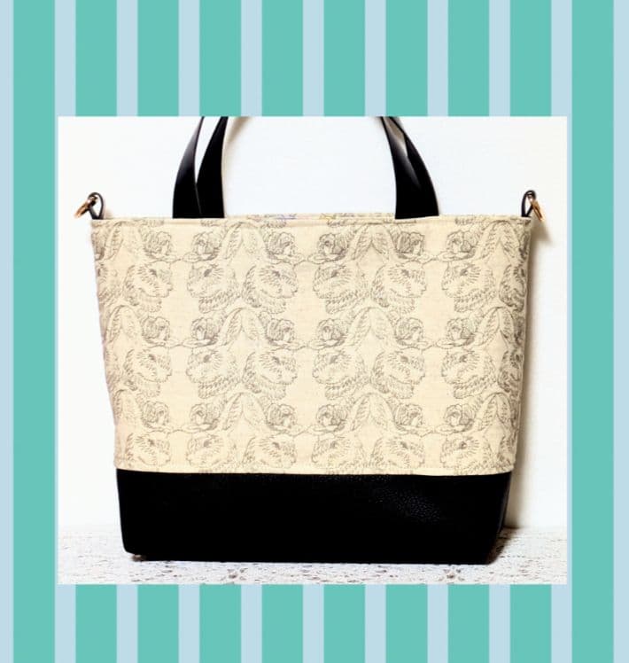 ぴょんブロイダリー】 ✿ジョリーフルール✿ ♡合皮の横長トートバッグ