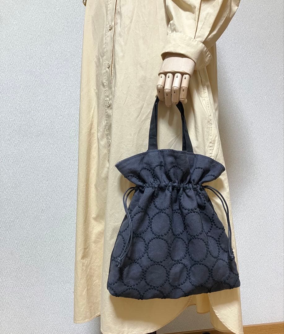 ミナペルホネン ハンドメイドダブルハンドル 巾着トートバッグ - メルカリ