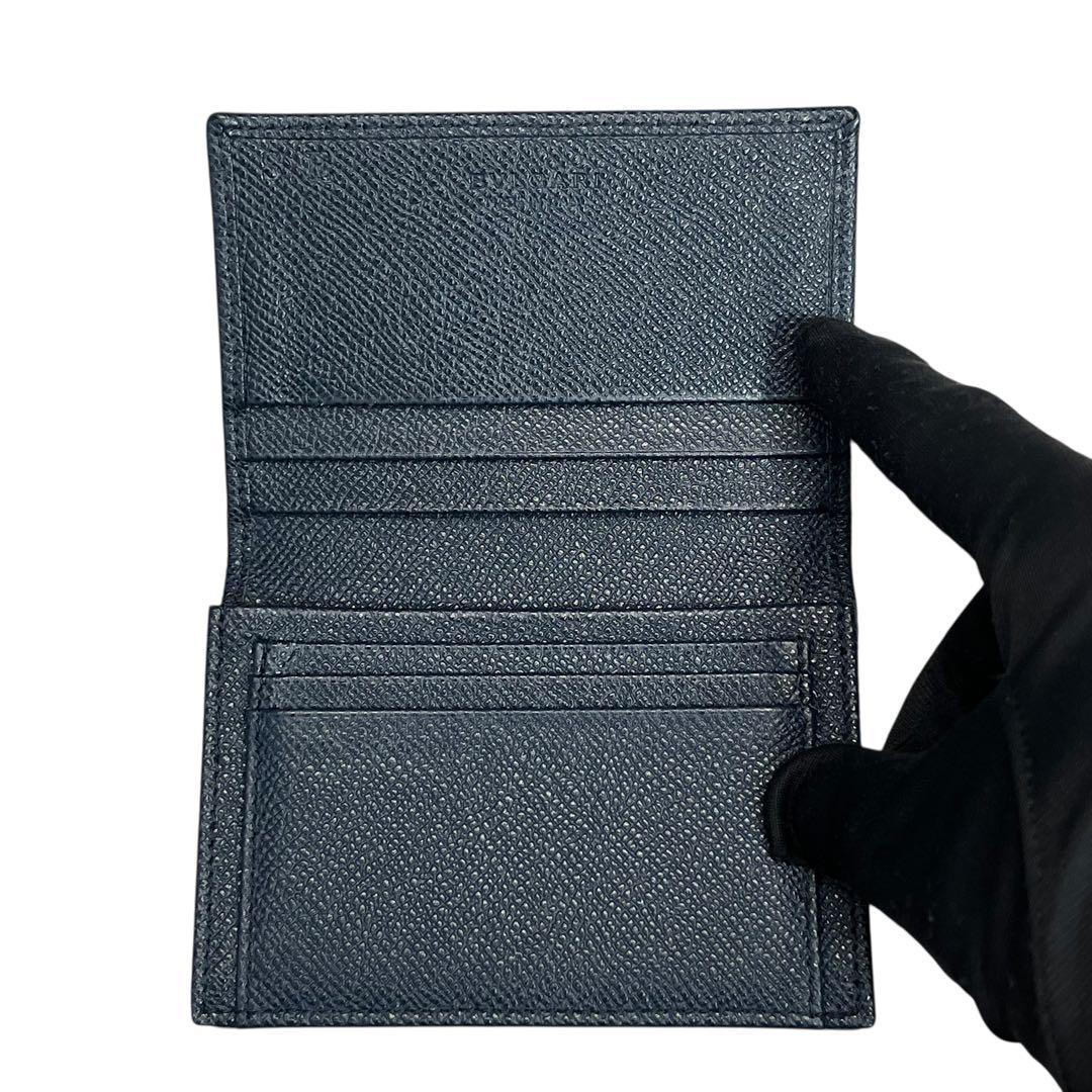 新品級✨ブルガリ カードケース 名刺入れ サークルロゴ ネイビー ブルー