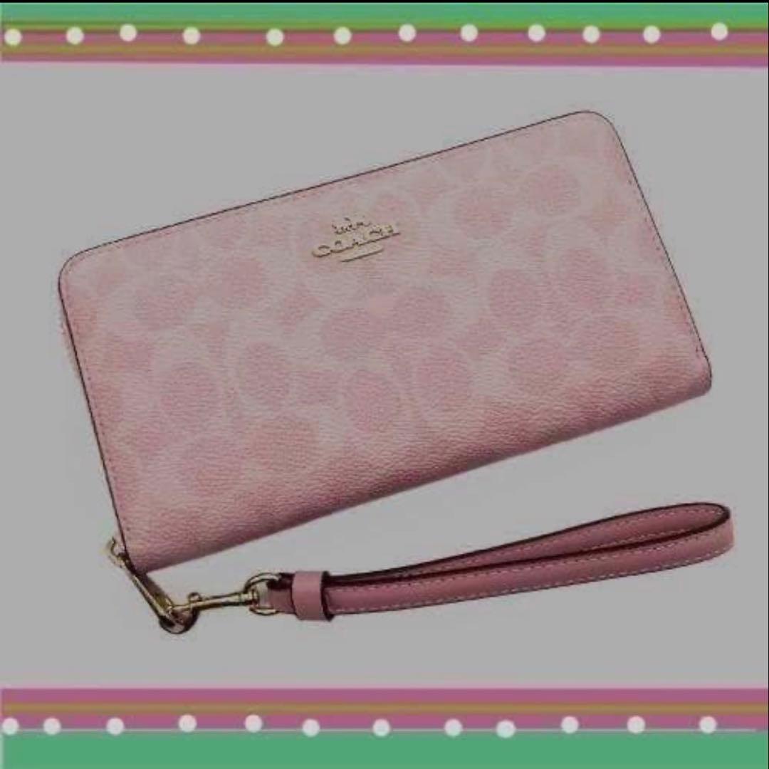 コーチ COACH 財布 長財布 新作 新品 シグネチャーパウダーピンク