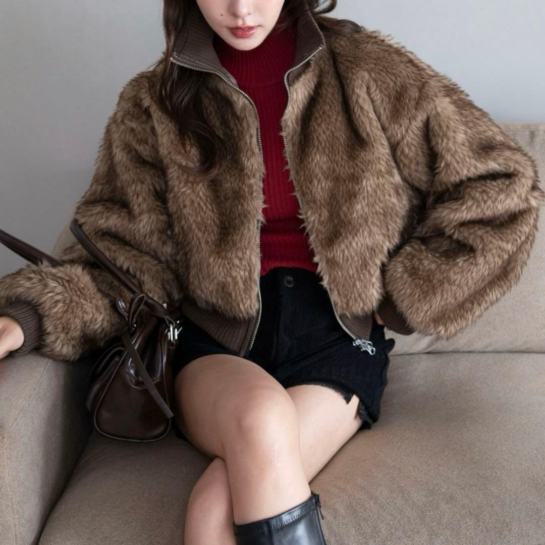 ファーブルゾン ジャケット y2k グランジ 韓国ファッション - メルカリ