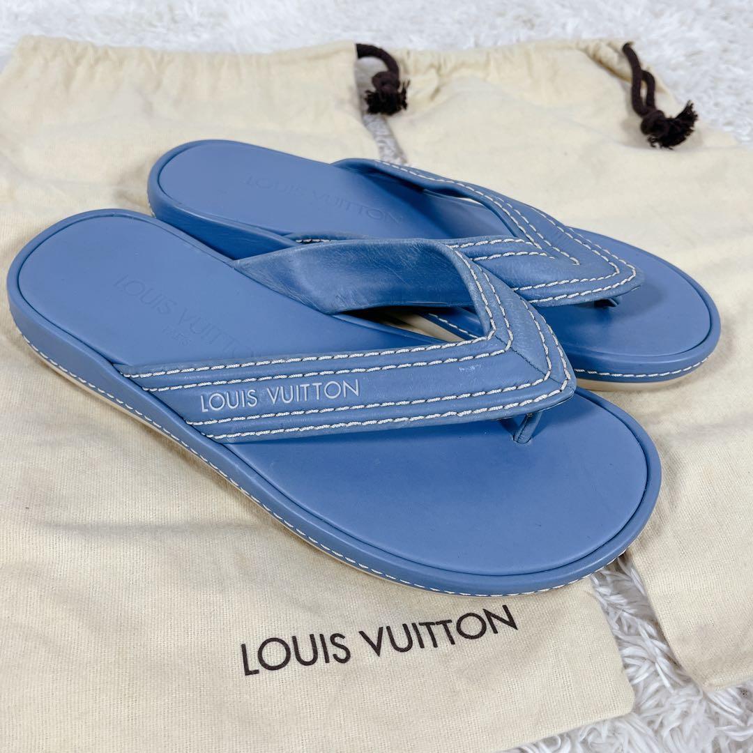 LOUIS VUITTON トングサンダル ブルー 35ヴィトン 袋付 ビーチ - メルカリ