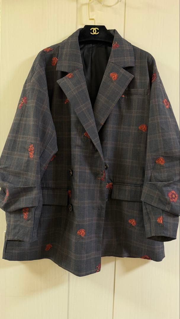 Ameri VINTAGE CHECK FLOWER PAPA JACKET 赤