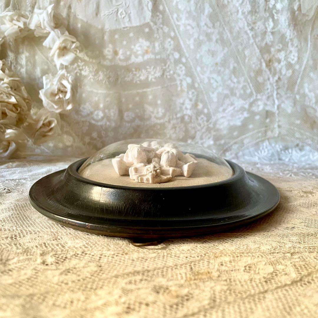 2人の天使のメダイヨン エンジェル フランスアンティーク エクリュ