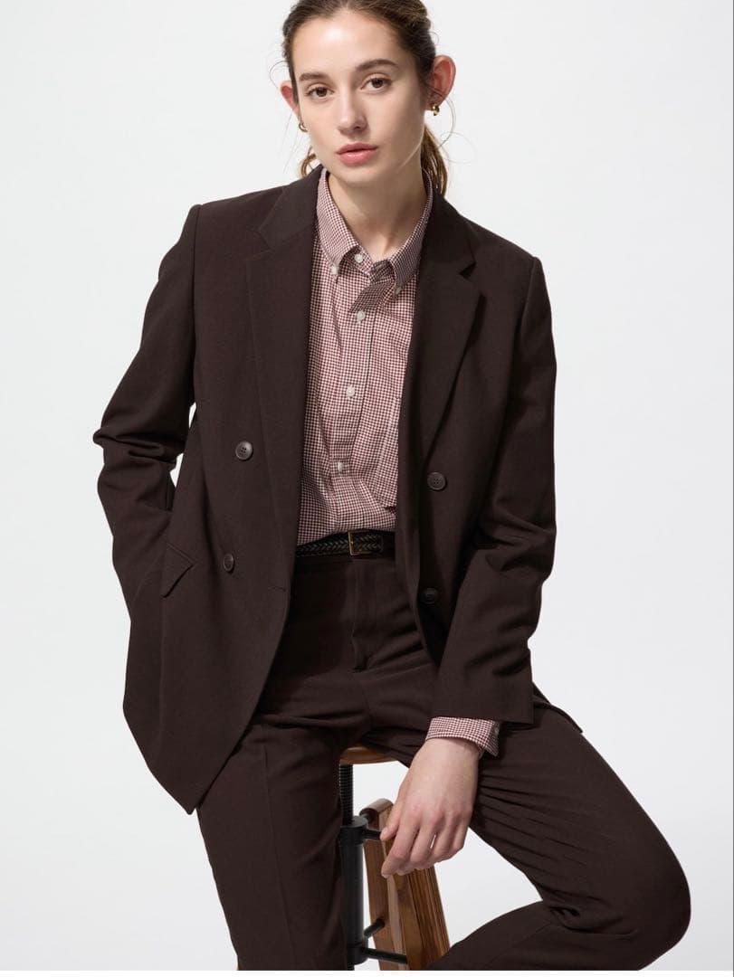 UNIQLO ダブルジャケット XLサイズ ブラウン - メルカリ