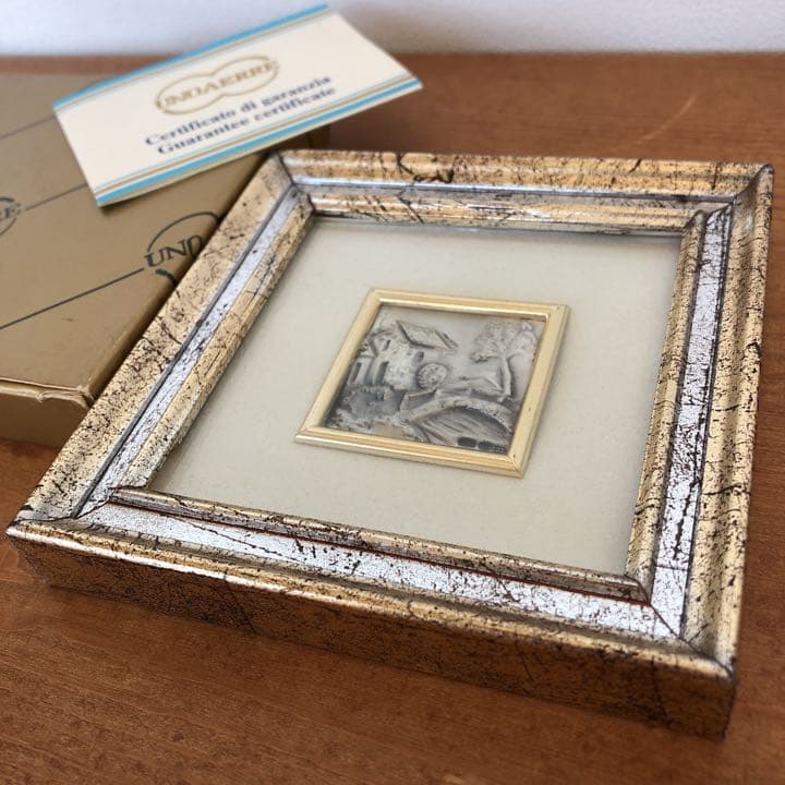 希少　ウノアエレ　純銀　ミニ絵画　銀細工　額　シルバー　イタリア　風景画　壁掛け 油彩額 広額縁シルバー（銀箔） 713-S | 額縁の通販 アートフレーム
