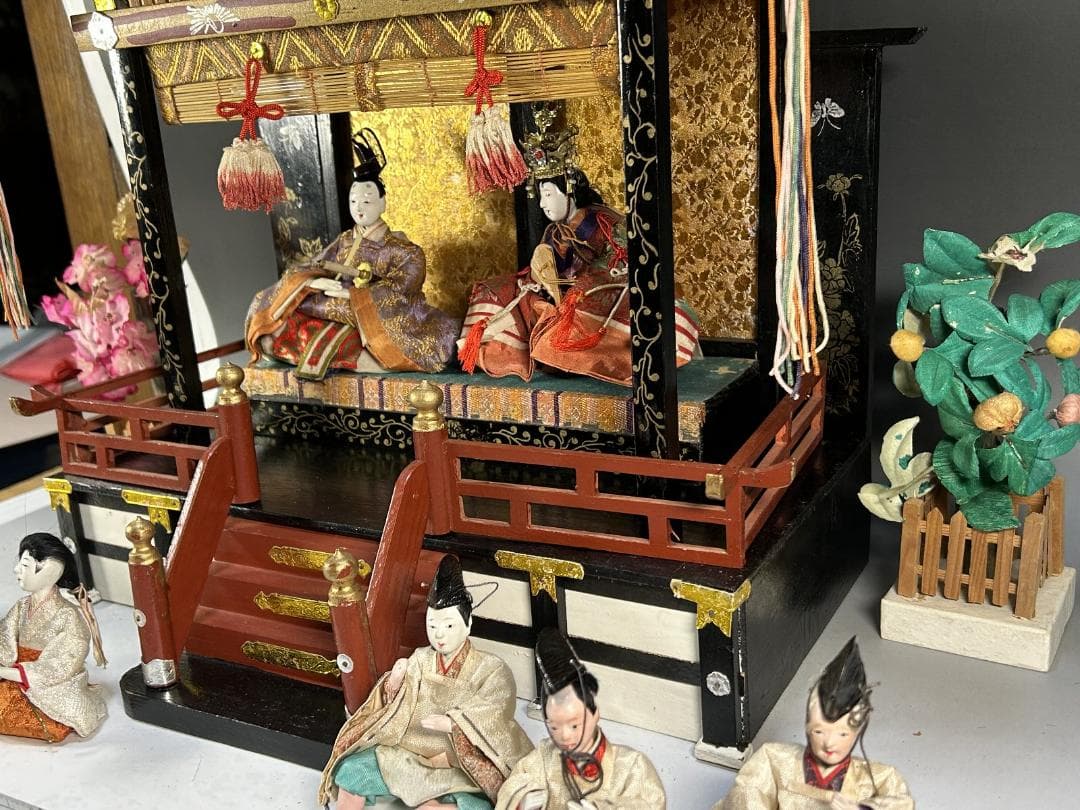 雛人形セット 雛御殿　雛手毬　ひな祭り　時代　ビンテージ　日本人形　御所人形