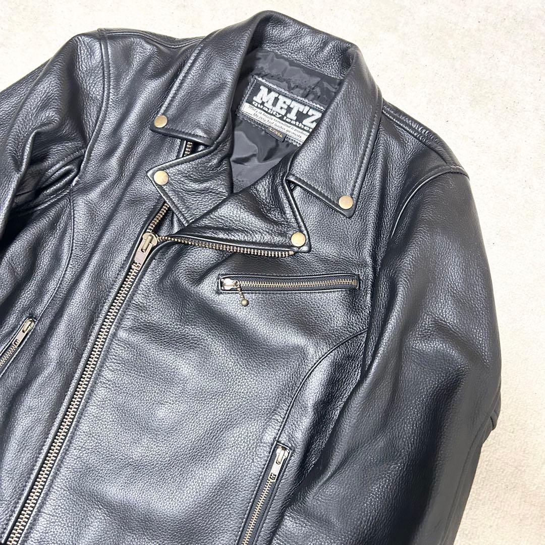 極美品 MET'Z ダブルライダースジャケット カウレザー 牛革 黒