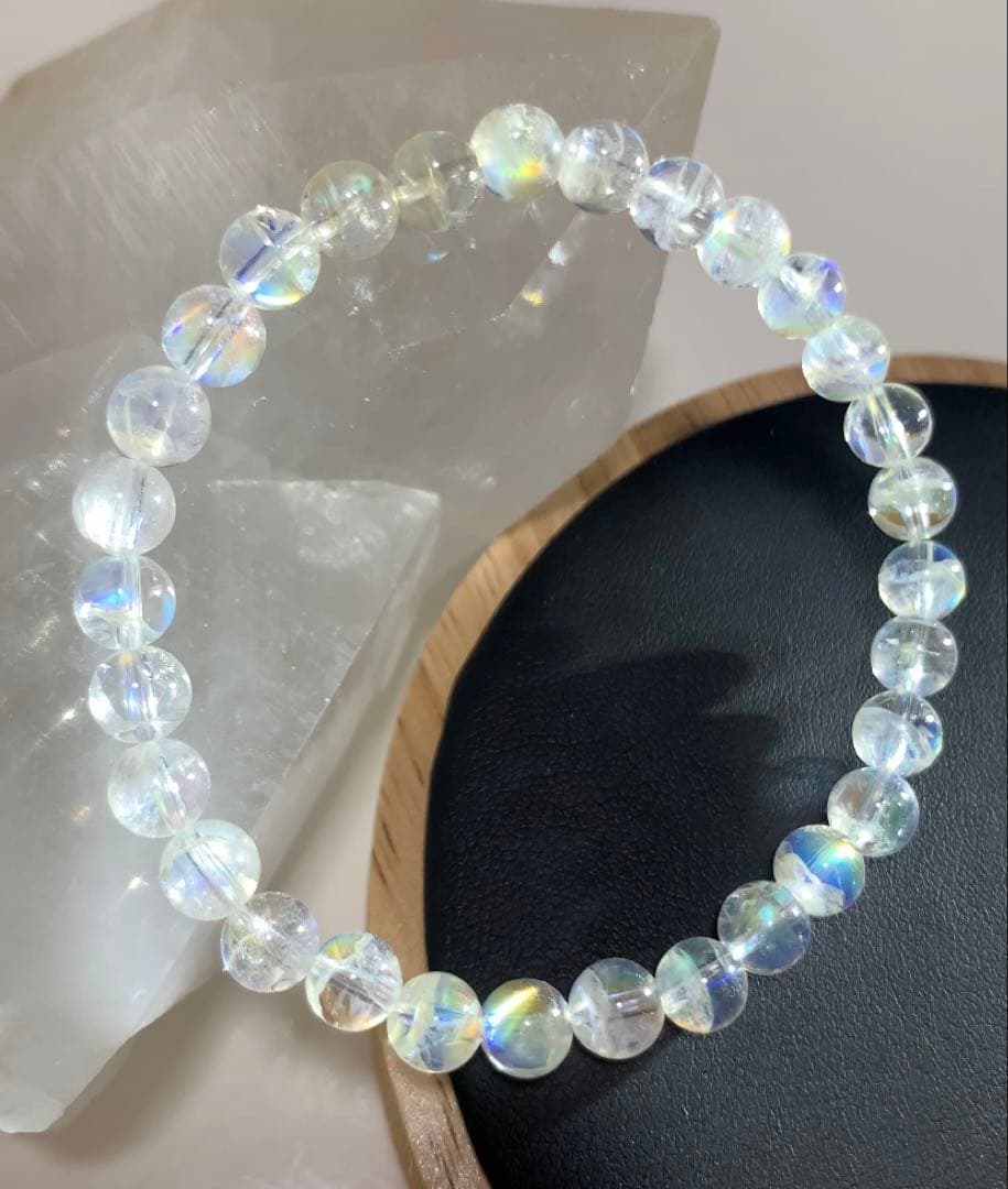 ⭐️れっと様⭐️ 全粒シラーありホワイトラブラドライト　マダガスカル産ブレスレット③