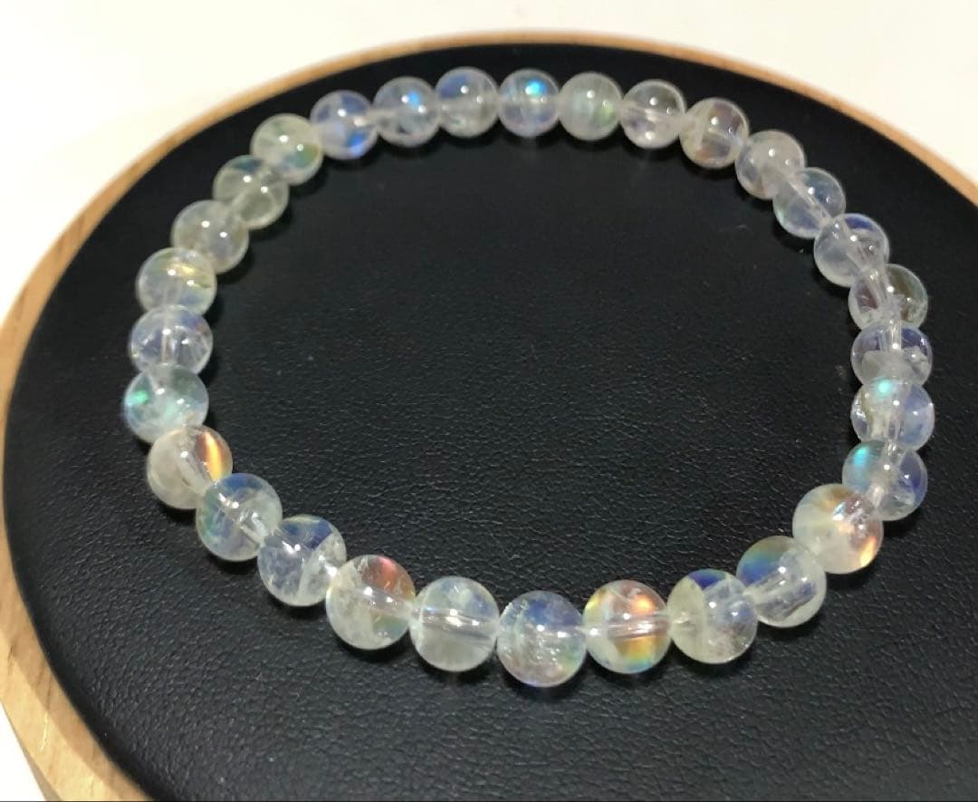 ⭐️れっと様⭐️ 全粒シラーありホワイトラブラドライト　マダガスカル産ブレスレット③