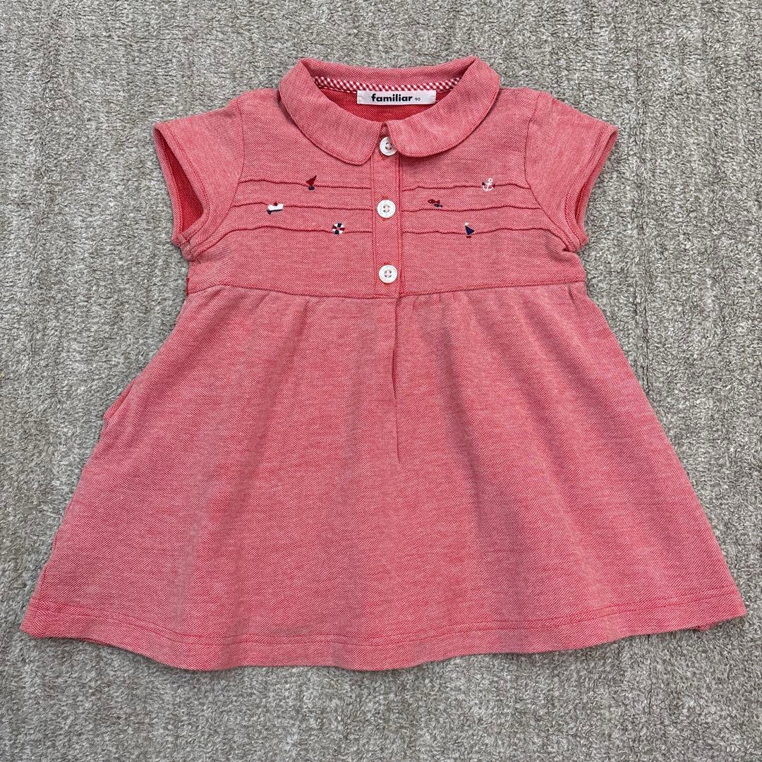 ファミリア ワンピース 赤 90 マリン 半袖 - メルカリ