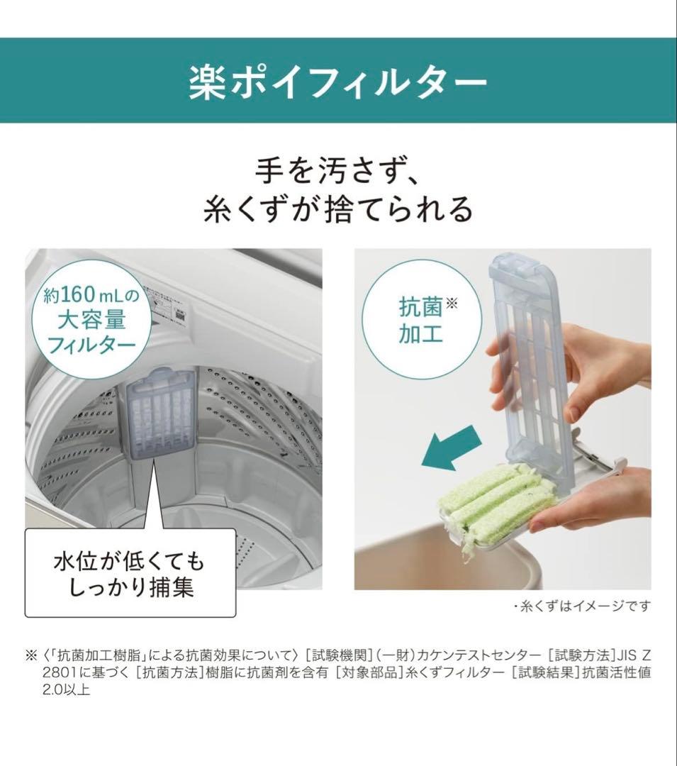 【送料込】Panasonic 縦型洗濯機2023年製　6.0kg ホワイト