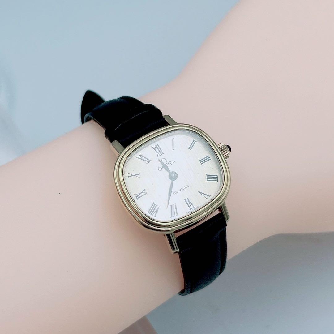 稼働】OMEGA De Ville 手巻き時計 スクエア ゴールド レディース