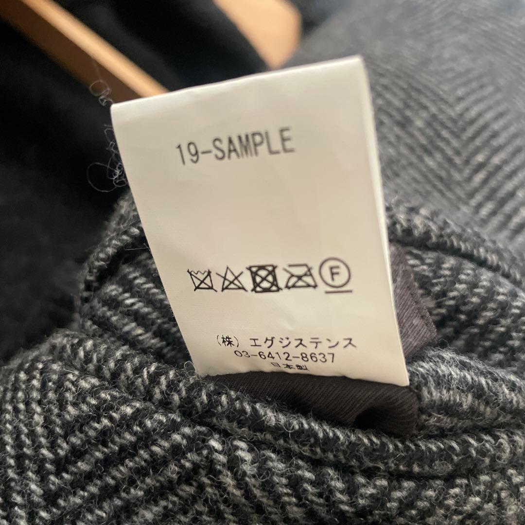 marka ヘリンボーン柄 ツイードウールコート