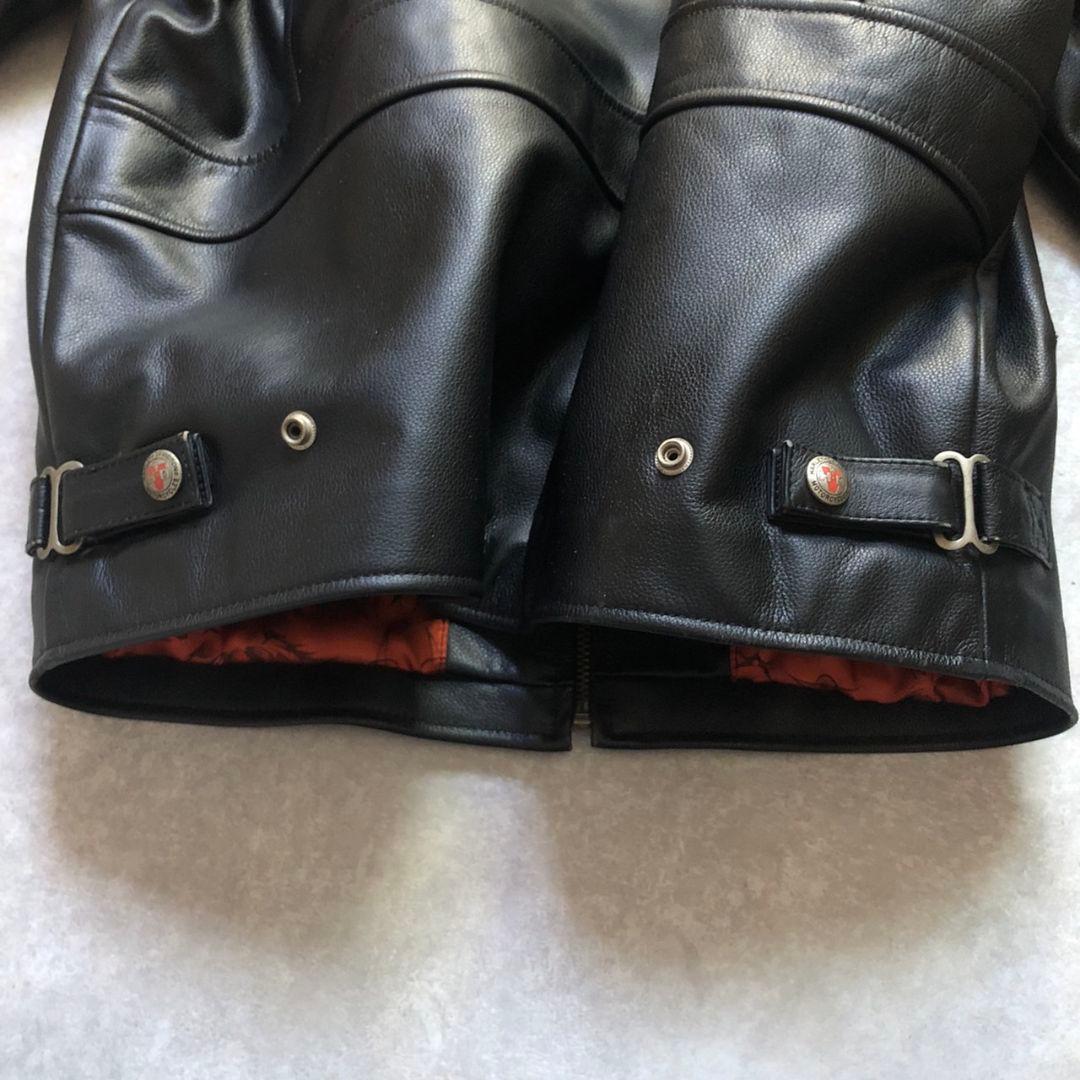 90s~00sハーレーダビッドソンイーグルロゴ牛革シングルライダース