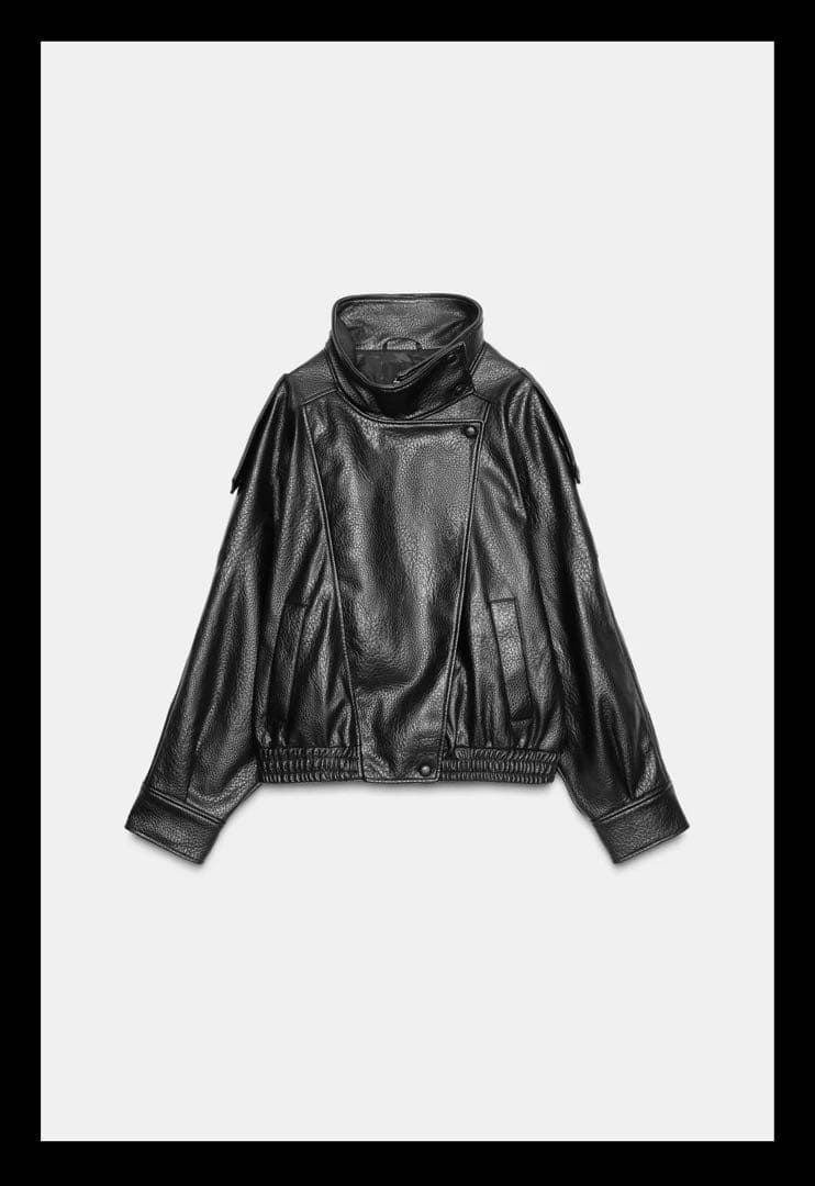 ZARA フェイクレザージャケット L ZARA フェイクレザージャケット ブラック L レザージャケット ザラ