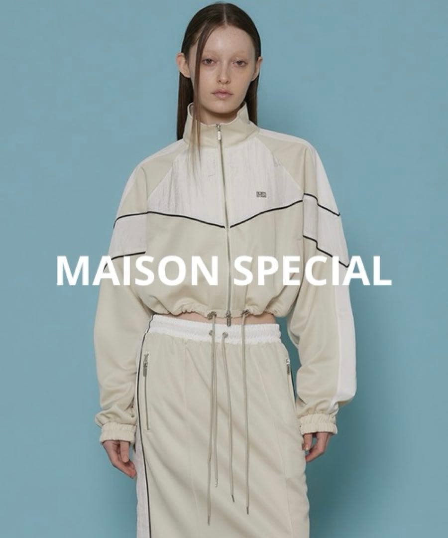 メゾンスペシャル　クロップドトラックジャケット　ホワイト