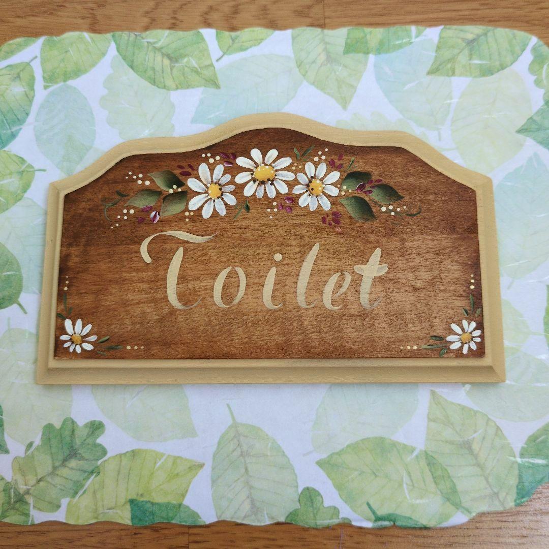 トールペイント作品 トイレプレートC-⑲ ナチュラル雑貨 カントリー