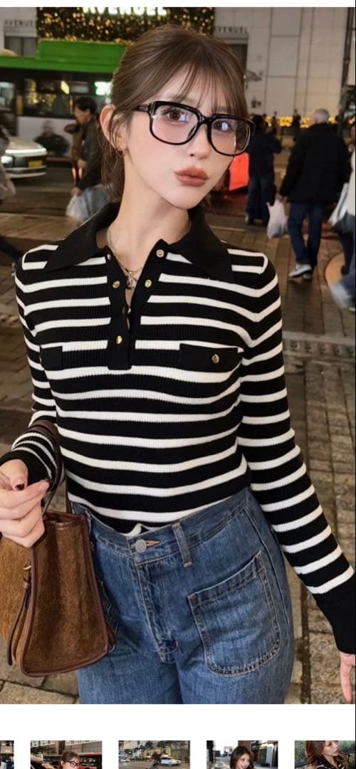 DIANTE☆BIG COLLAR GOLD BUTTON RIB KNIT - メルカリ