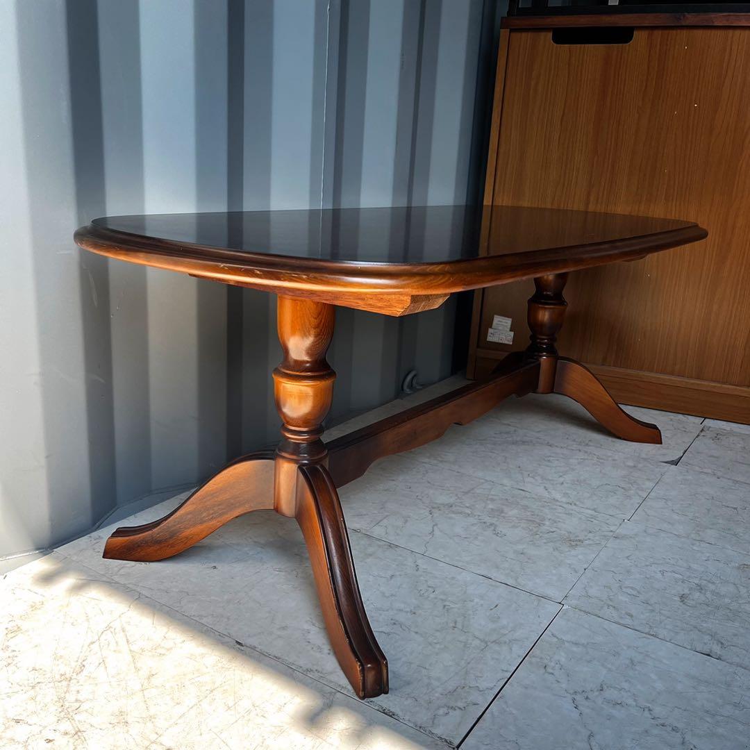 取付無料！カリモク コロニアル TC4010 天然木楕円形センターテーブル