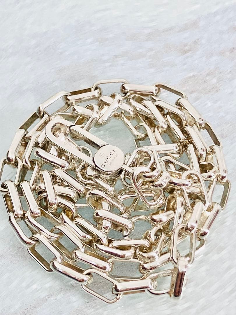 超美品】GUCCI レクタングル チェーン ネックレス 男女兼用 SV925