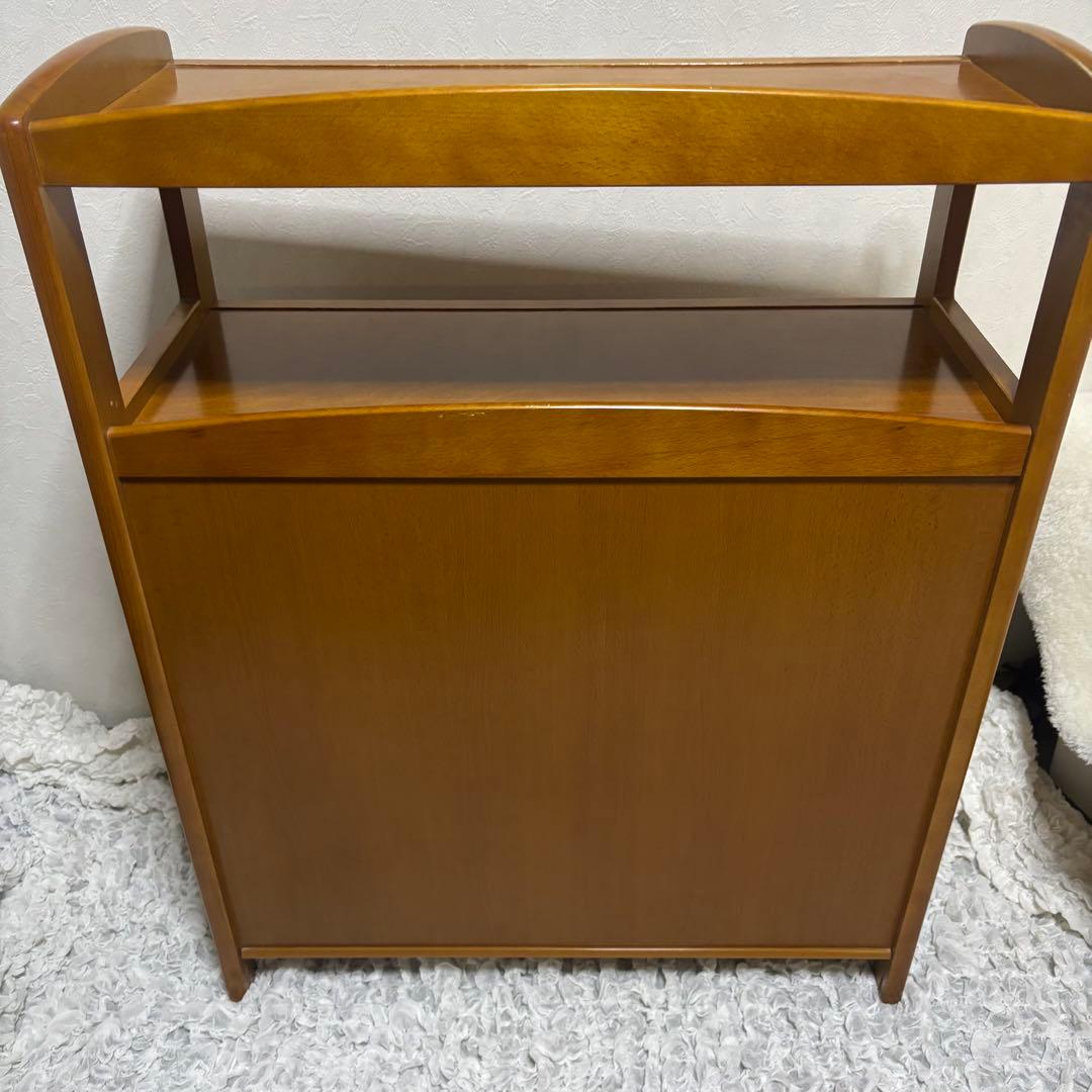 希少 オールドカリモク ラタン 電話台 FAX台 キャビネット