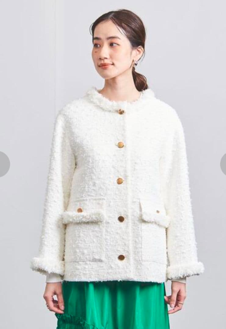 ユナイテッドアローズ ファンシーツイードノーカラージャケット 36