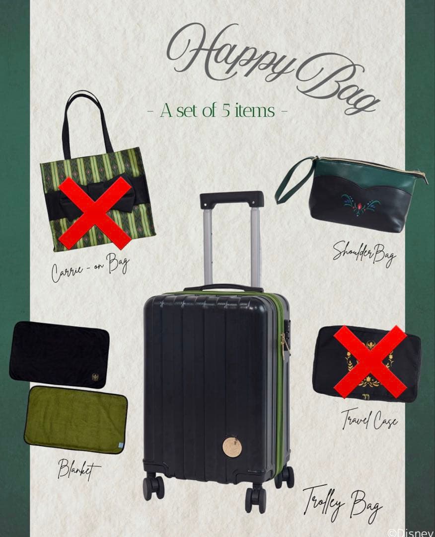 しまむら　ちはる　ハッピーバッグ　キャリーケース　ディズニー　アナ雪　アナ しまむら ちはる コラボ キャリーケース付5点セット アナ雪 ハッピー