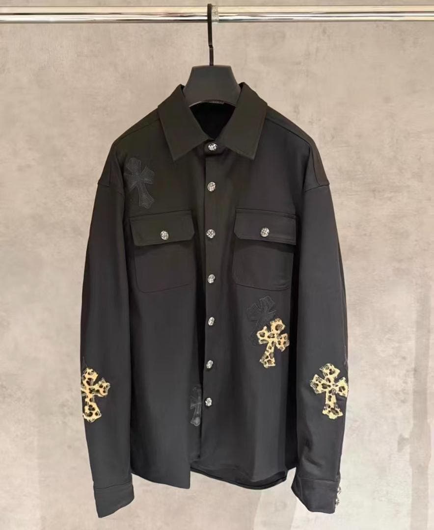 CHROME HEARTSブラック刺繍シャツ CHROME HEARTS ブラック長袖シャツ - メルカリ