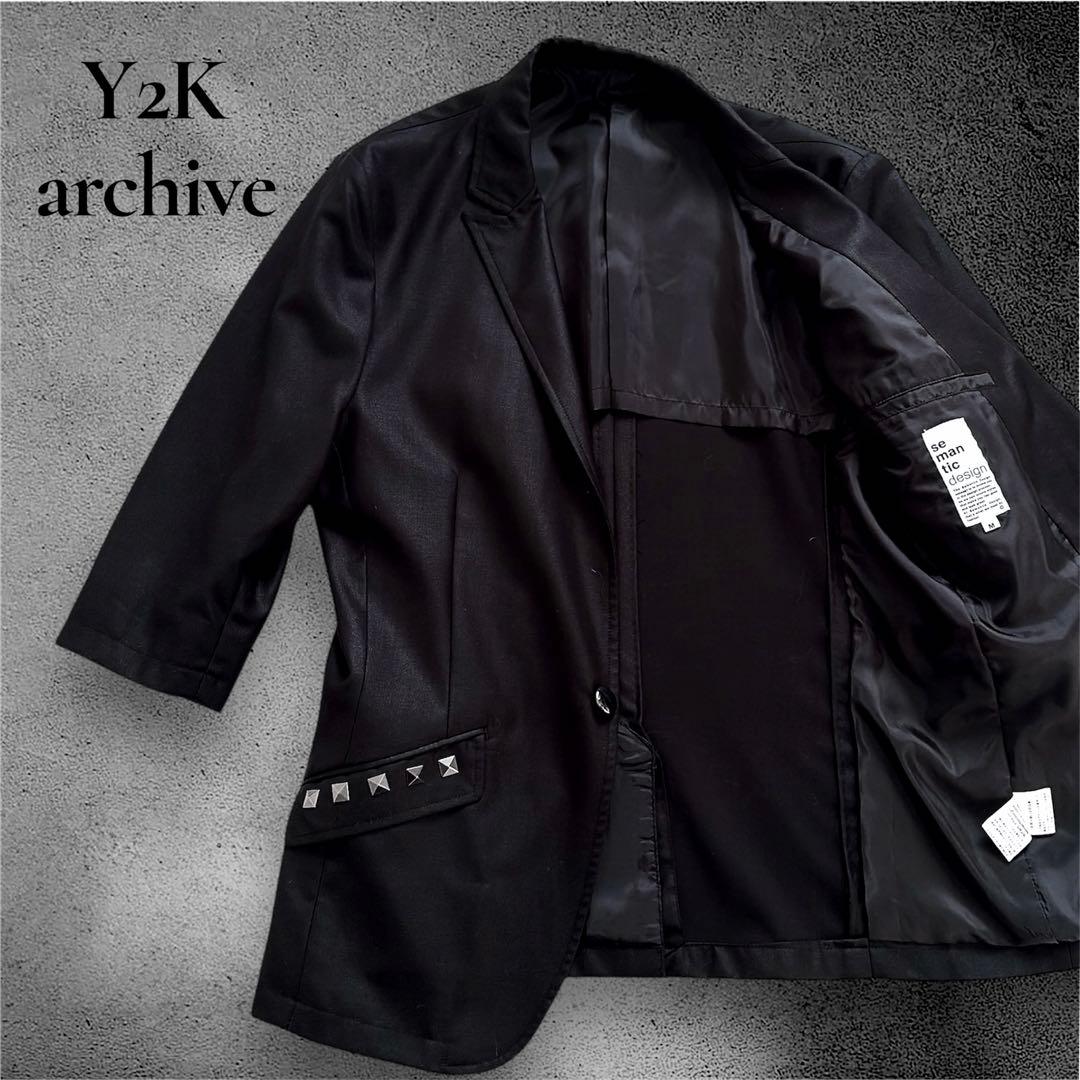 Y2K archive テーラードジャケット スタッズデザイン やや光沢 - メルカリ